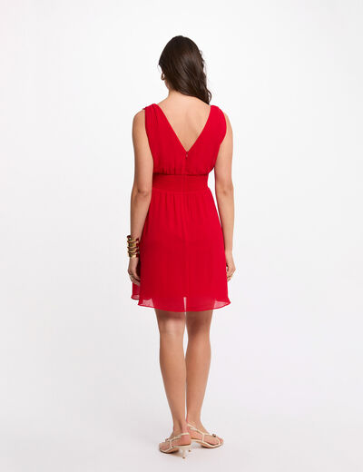 Vestido corto acampanado rojo mujer