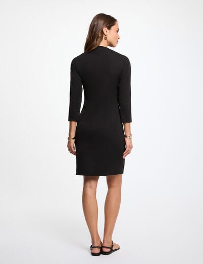 Vestido corto con escote barco negro mujer