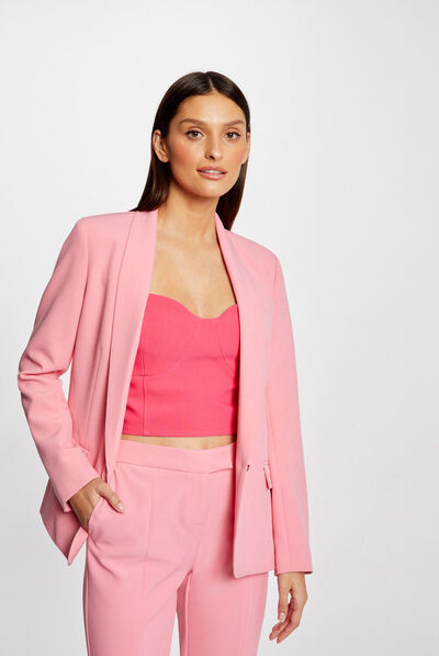 Americana recta con cuello chal  mujer