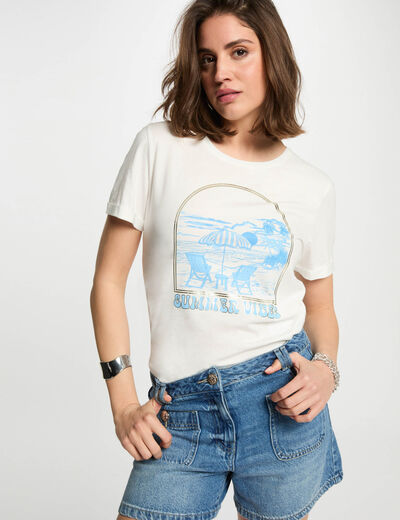 Camiseta con mensaje blanco mujer