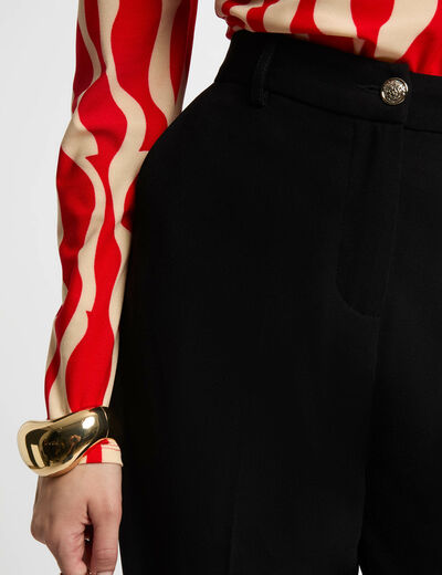 Pantalón pernera ancha pinzas negro mujer