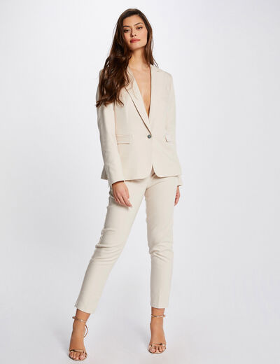 Pantalón cigarette estilo corto marfil mujer