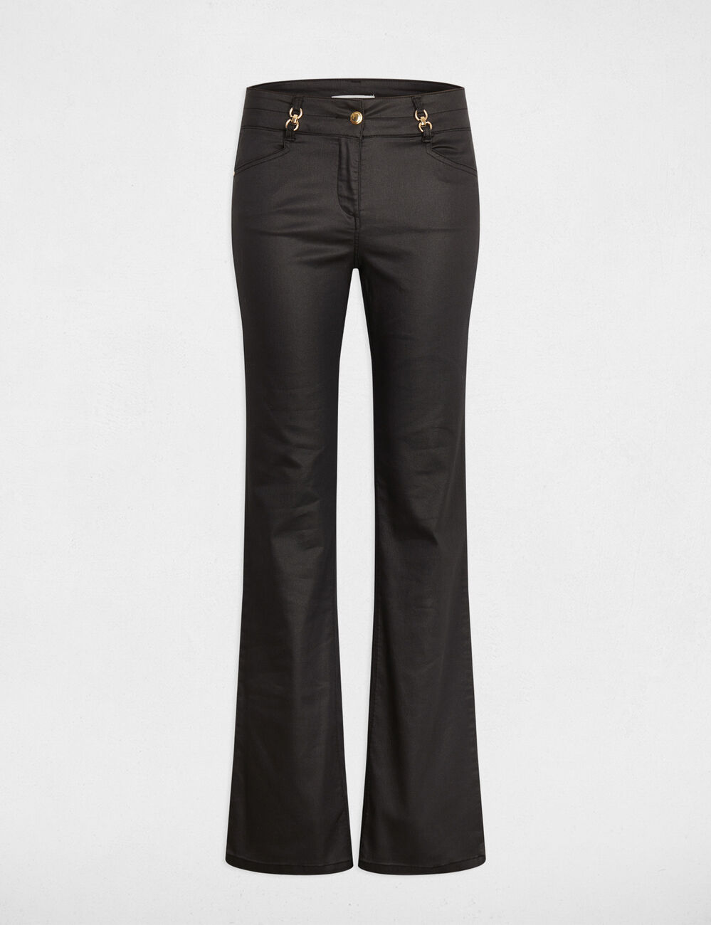 Pantalón bootcut encerado negro mujer