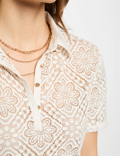 Polo manga corta blanco mujer