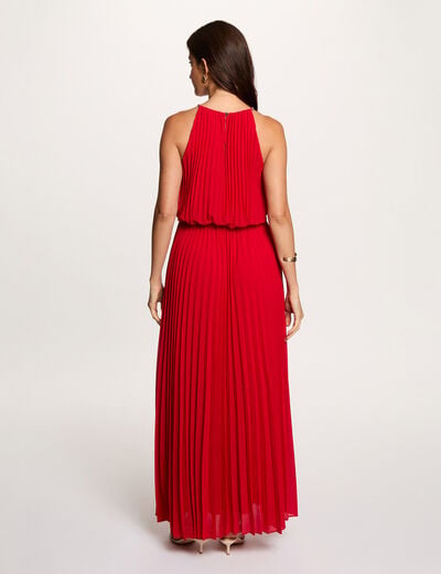 Vestido largo plisado rojo mujer