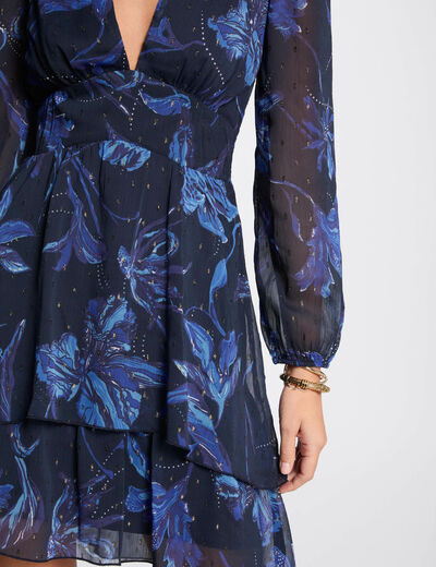 Vestido corto evasé estampado multicolor mujer