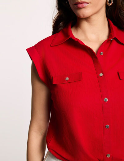Blusa sin mangas rojo mujer