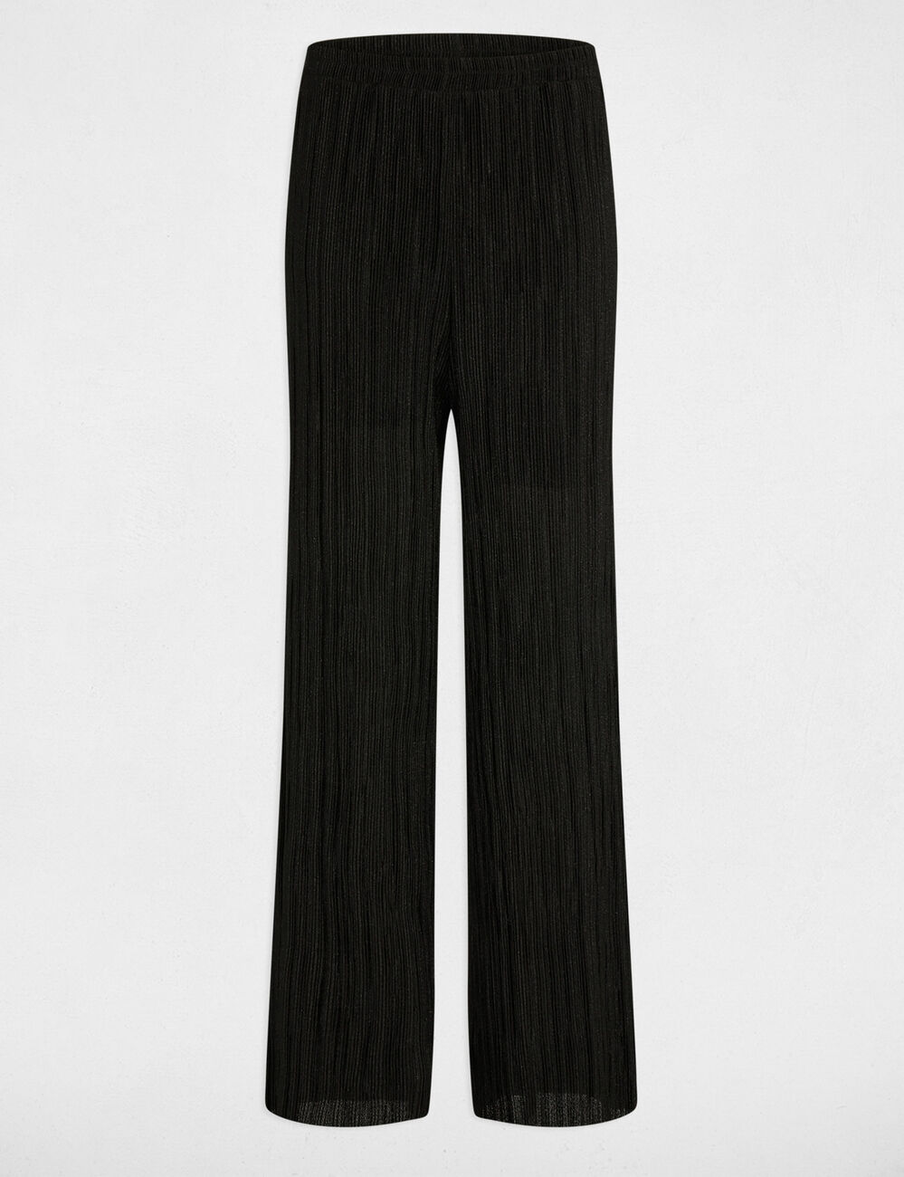 Pantal&oacute;n ancho plisado negro mujer