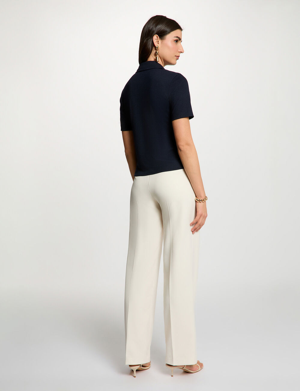 Camiseta manga corta azul marino mujer
