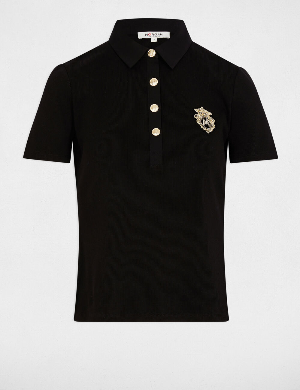 Camiseta manga corta negro mujer