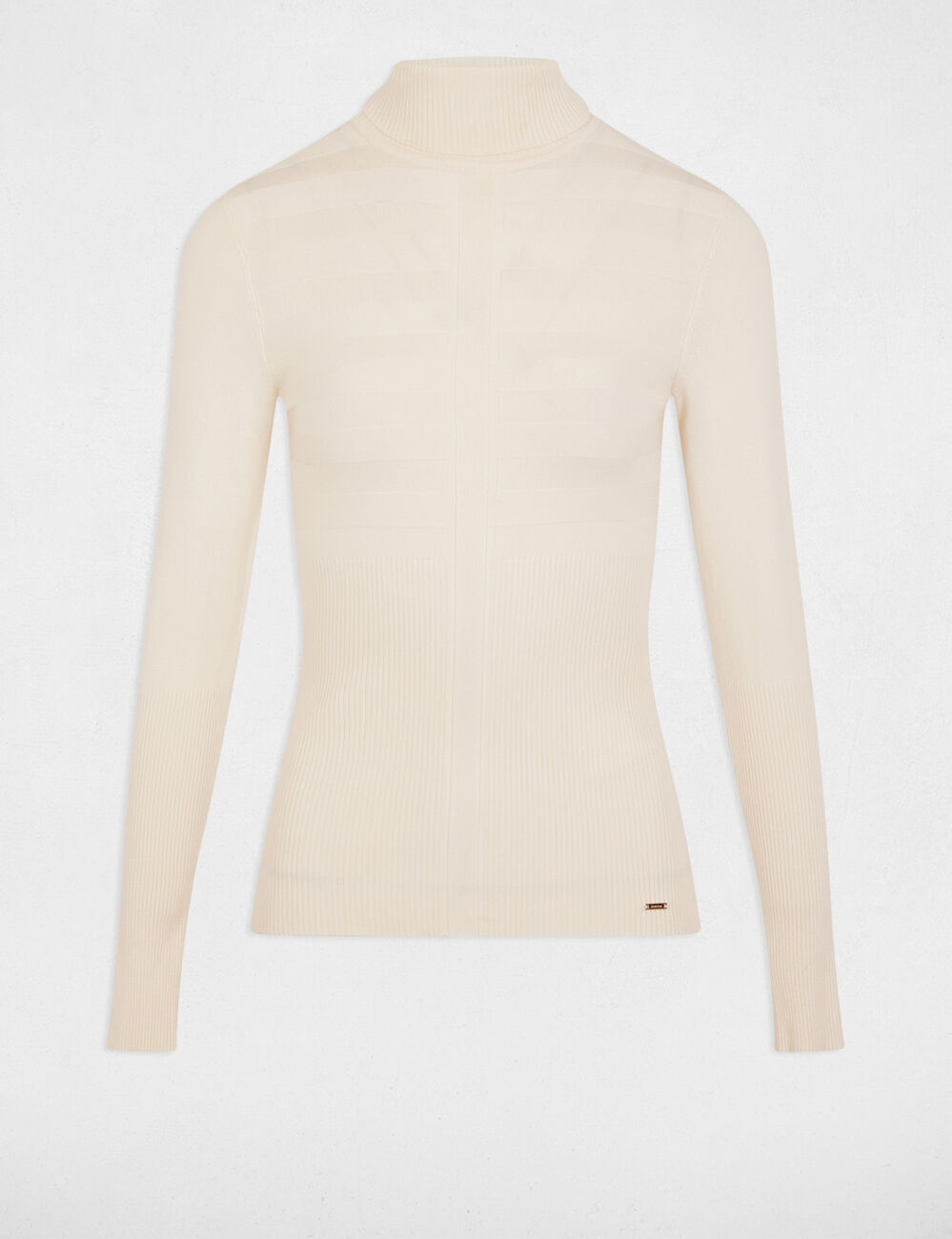 Jersey de cuello alto ajustado marfil mujer