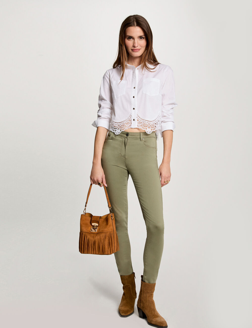 Camisa manga larga blanco mujer