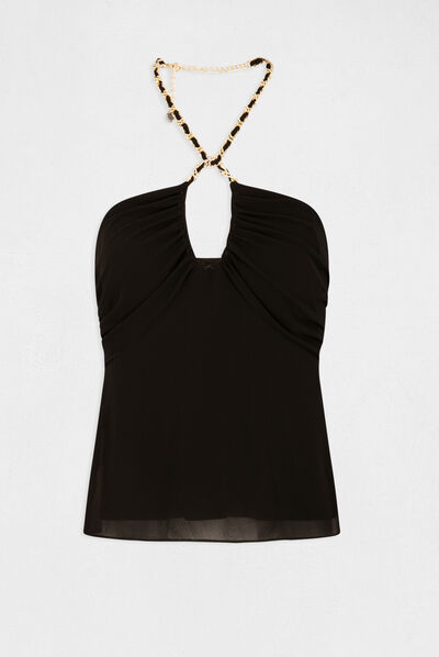 Corpiño con detalle de cadena negro mujer