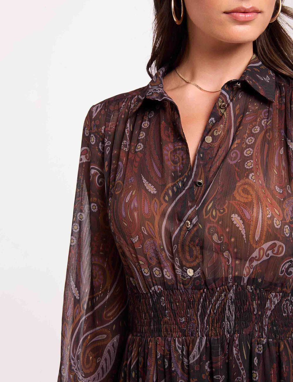 Vestido largo de gasa multicolor mujer
