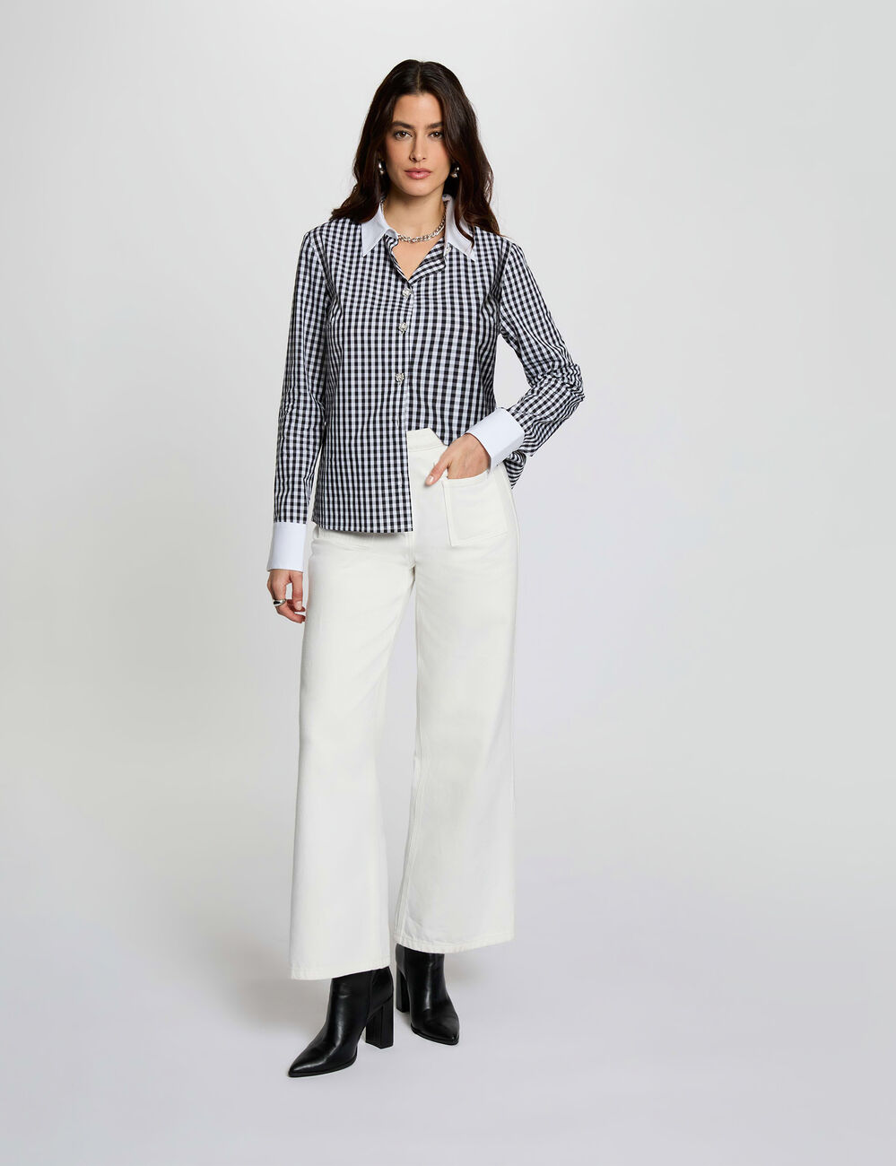 Camisa con cuello contrastado multicolor mujer