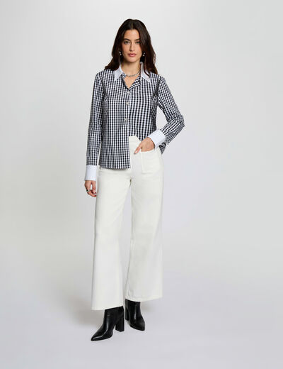 Camisa con cuello contrastado multicolor mujer