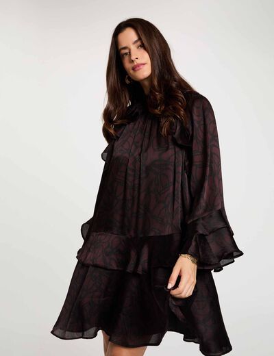 Vestido corto con cuello alto multicolor mujer