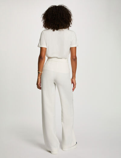 Pantalón pernera ancha blanco mujer