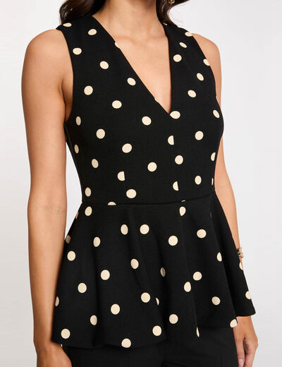 Top ajustado cuello v blanco mujer