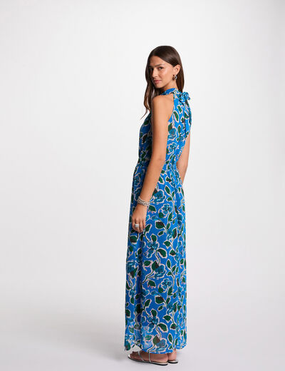 Vestido largo acampanado estampado multicolor mujer