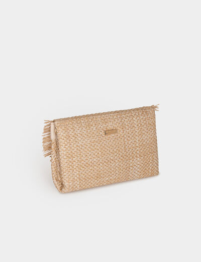 Bolso trenzado con flecos arena mujer