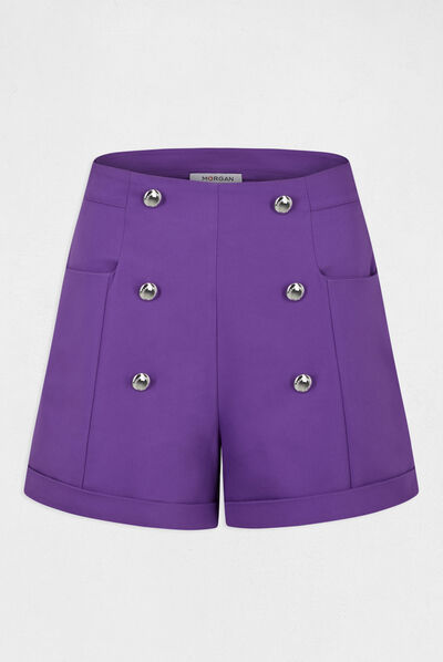 Short city recto con botones morado oscuro mujer