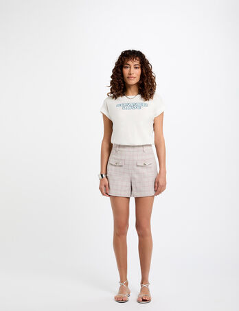Short talle alto estampado multicolor mujer