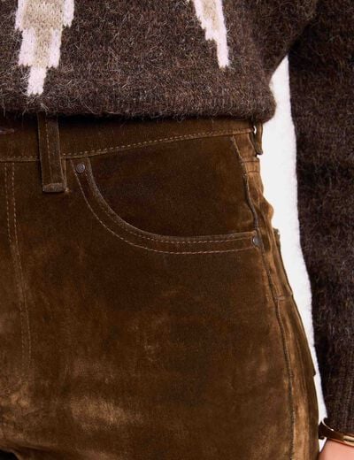 Pantal&oacute;n bootcut de terciopelo color bronce mujer