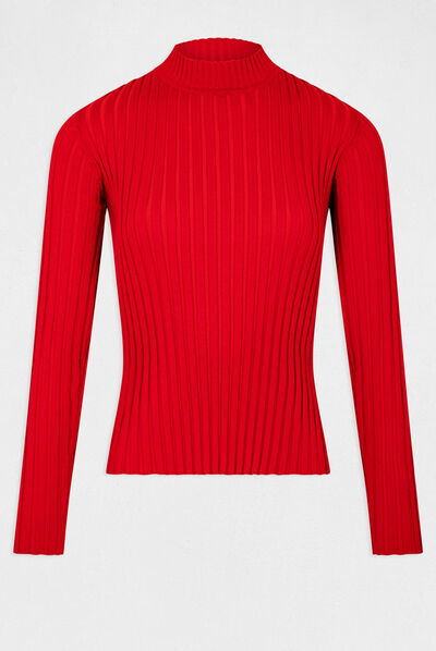 Jersey manga larga con espalda abertura rojo medio mujer