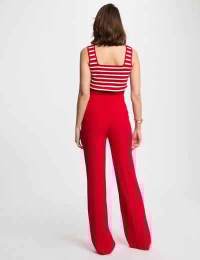 Pantalón pernera ancha pinzas rojo mujer