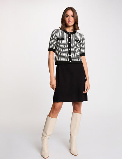 Vestido de punto efecto 2 en 1 negro mujer