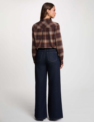 Camisa recta de cuadros multicolor mujer