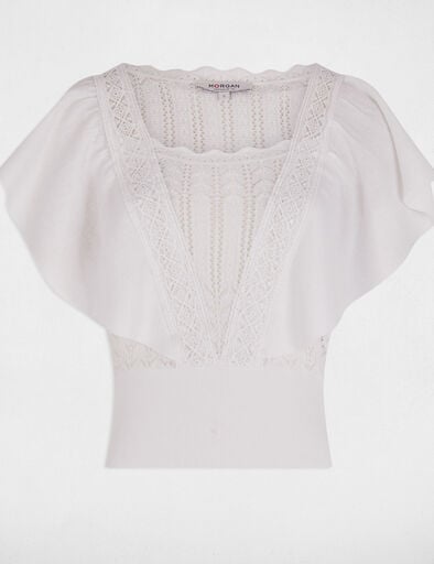 jersey manga corta encaje marfil mujer Jersey manga corta encaje marfil mujer