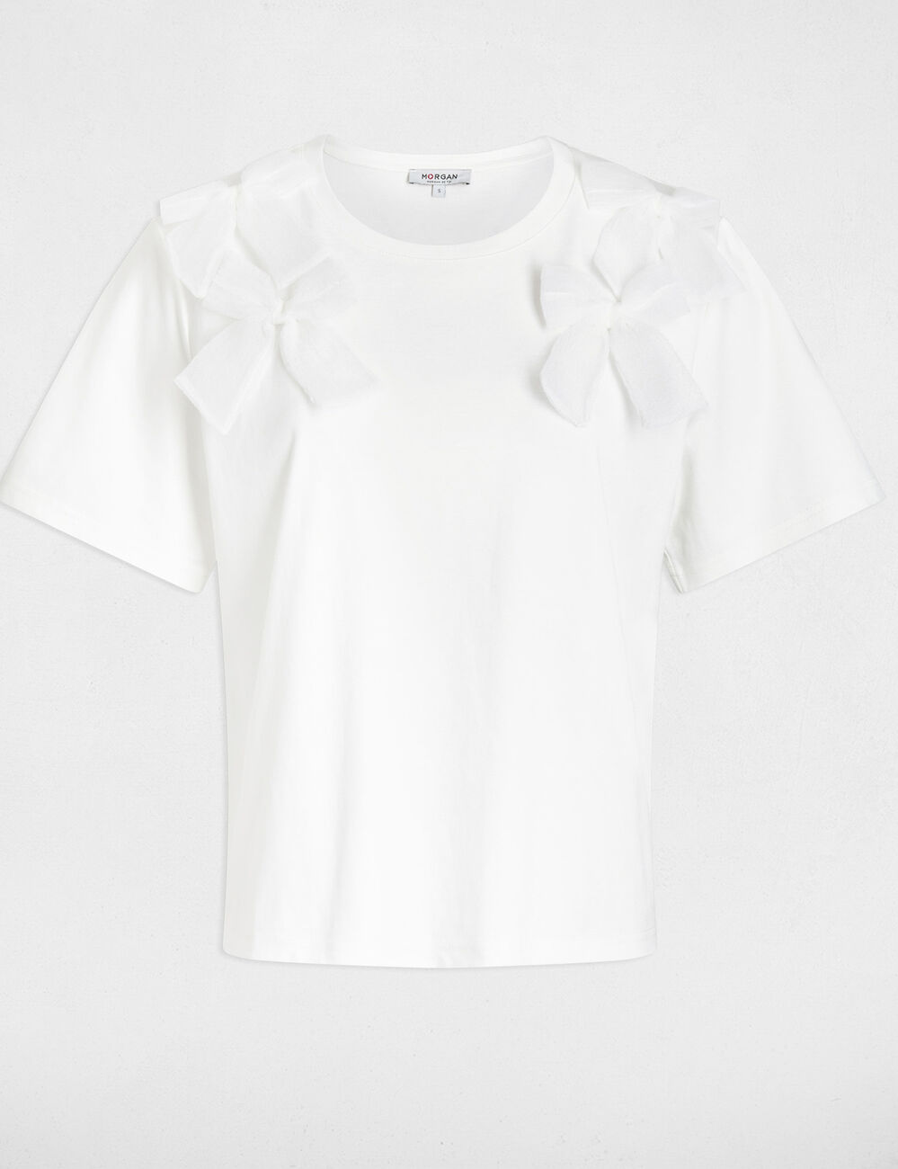 Camiseta cuello redondo blanco mujer