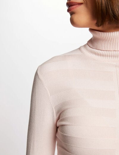 Jersey ajustado de cuello alto rosa mujer