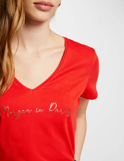 Camiseta con mensaje rojo mujer