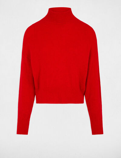 Jersey con cuello alto rojo mujer