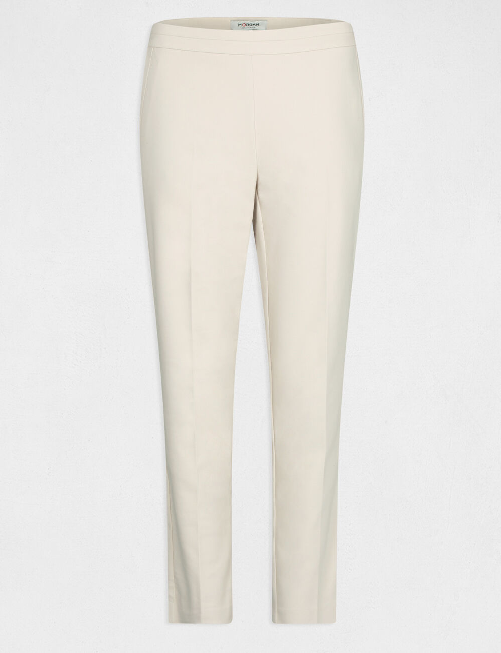 Pantalón cigarette estilo corto marfil mujer