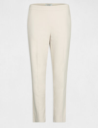 Pantalón cigarette estilo corto marfil mujer