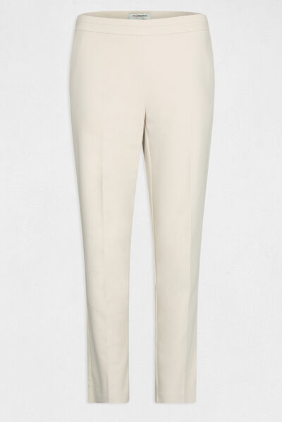 Pantalón cigarette estilo corto marfil mujer