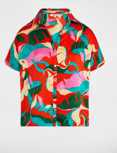 Camisa manga corta multicolor mujer
