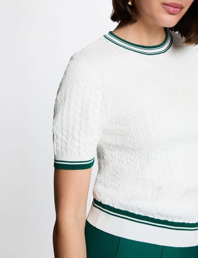 Jersey fino de manga corta verde mujer