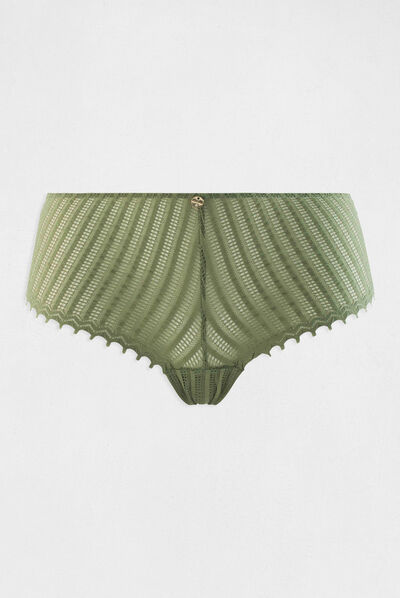 Shorty de encaje verde caqui mujer