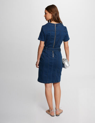 Vestido corto ajustado vaquero vaquero stone mujer