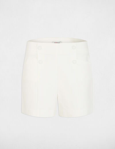 Short recto con pinzas blanco mujer