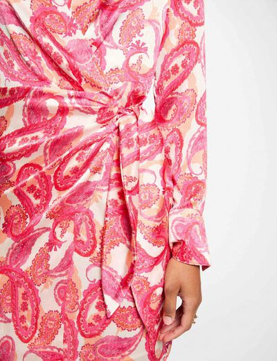 Vestido corto cruzado multicolor mujer