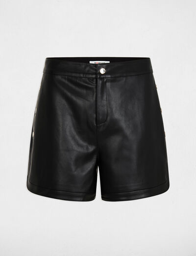 Short recto cuero sintético negro mujer