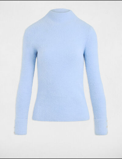 Jersey manga larga punto aterciopelado azul cielo mujer