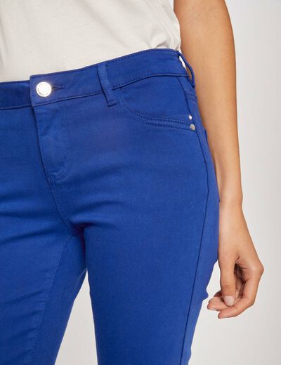Pantalón skinny talle bajo azul eléctrico mujer