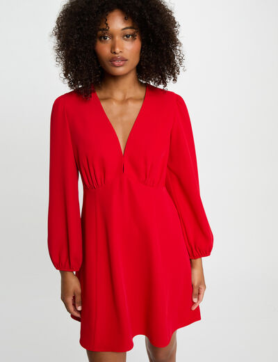 Vestido corto evasé rojo mujer